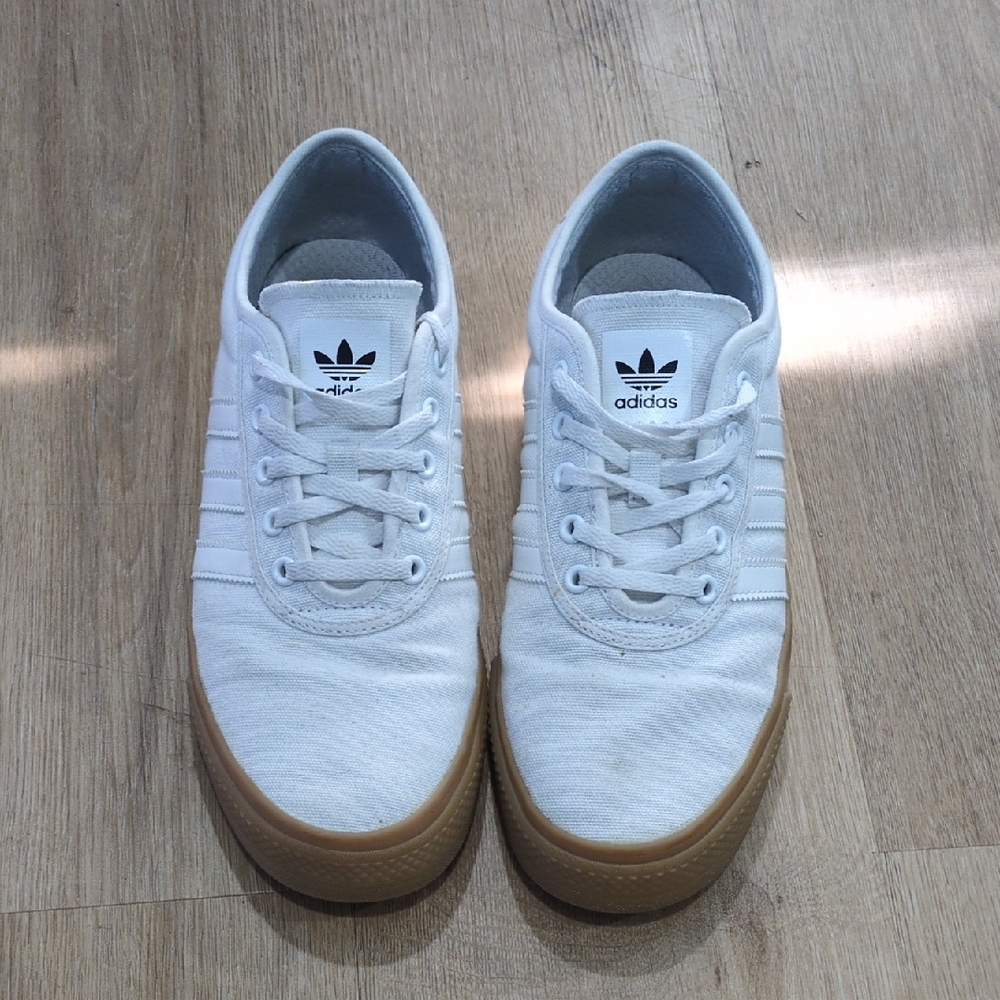 Adidas Men's Nizza Low Canvas Sneakers, White/Tan